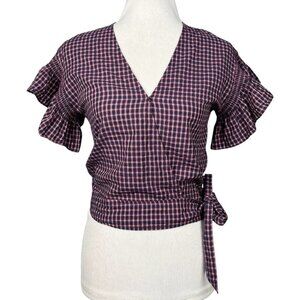 Madewell Plaid Wrap Top Womens XS
